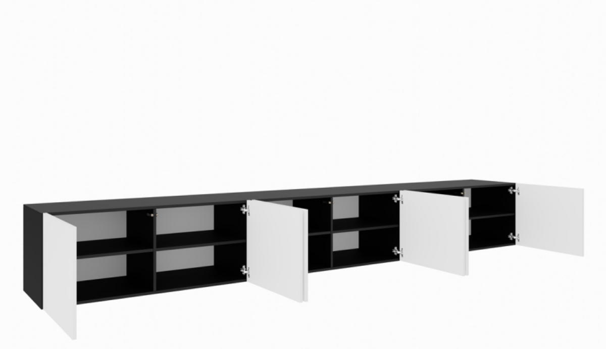 TV-SCHRANK Schwarz Weiß LION 300 Geschlossen 300x40x41 cm - Schwarz/Weiß, Holzwerkstoff (300/41/40cm) - Sepro Meble