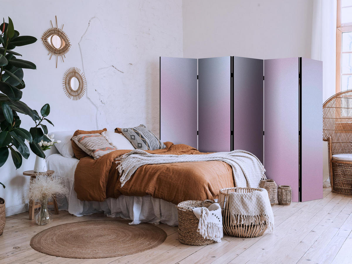 PARAVÁN Obojstranný 5-dielny 225x172 cm Komplexný Farebný Prechod - lila, drevo/textil (225/172/3cm) - Muralo