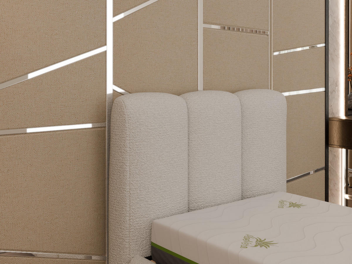 POLSTERBETT Zaira 90x200cm – Elegantes Polsterbett für modernen Wohnstil , ZONIERTE MULTI-TASCHEN-FEDERKERN (24cm), cappuccino - Cappuccino, Holz (90/200cm) - Homesy