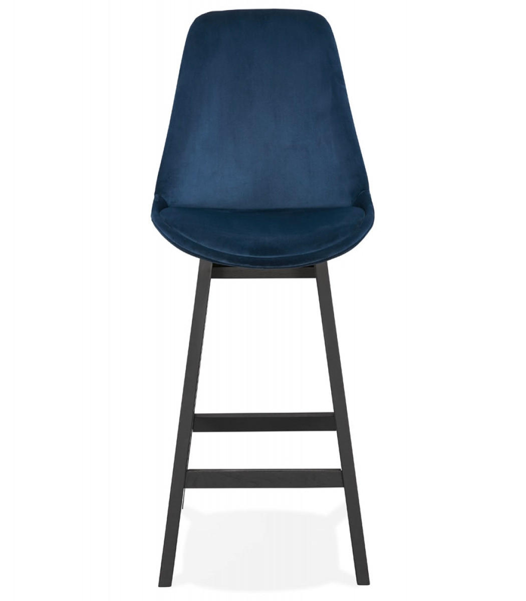 BARHOCKER mittelhoch mit Samt Sitz MORISS, Blau-Schwarz 48x56x103 cm - Blau/Schwarz, Eichenholz/Holz (48/103/56cm) - KADIMA DESIGN