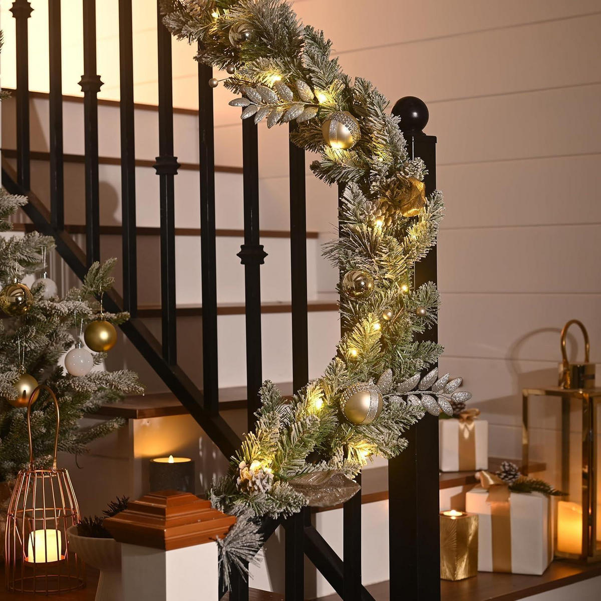 WEIHNACHTSGIRLANDE mit LED-Lichtern und Timer 152 cm - Multicolor, Textil (152cm)