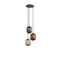 GALERIELEUCHTE Velo 3-flammig Mehrfarbig Ø 25 cm - Multicolor/Schwarz, Glas (25/25/27cm) - s.luce