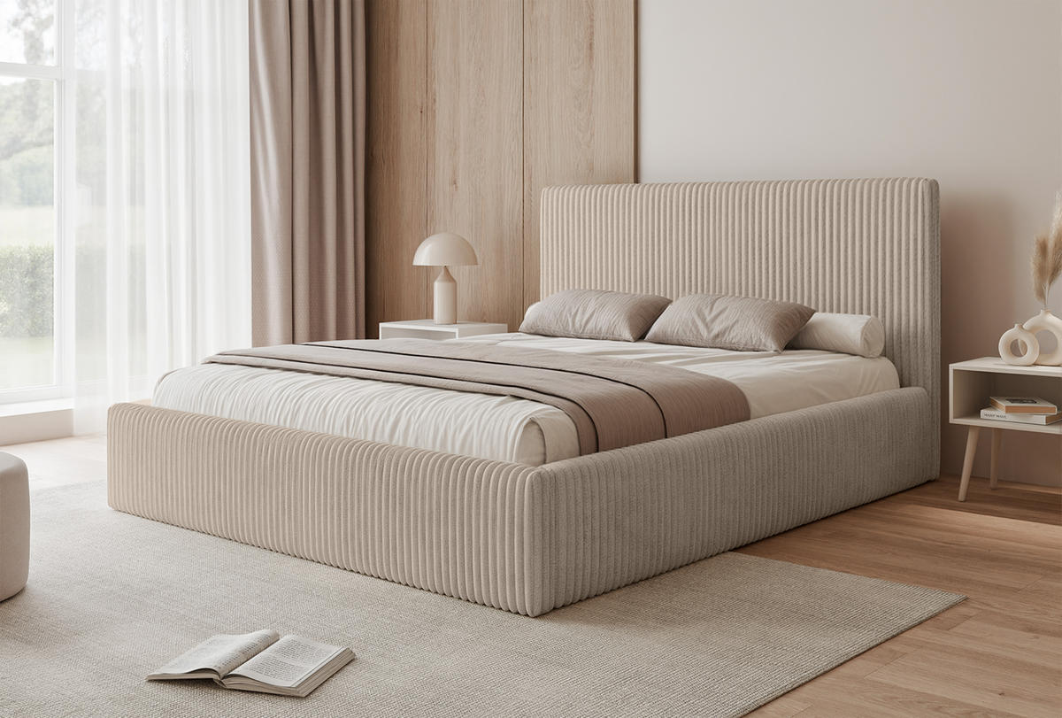 POLSTERBETT Fiugii 140x200 cm, Beige - Beige, Textil (140/200cm) - Fedve