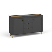 KOMMODE Monta mit 2 Türen und 3 Schubladen, Schwarz - Schwarz, Holzwerkstoff (137/84/40cm) - Beautysofa