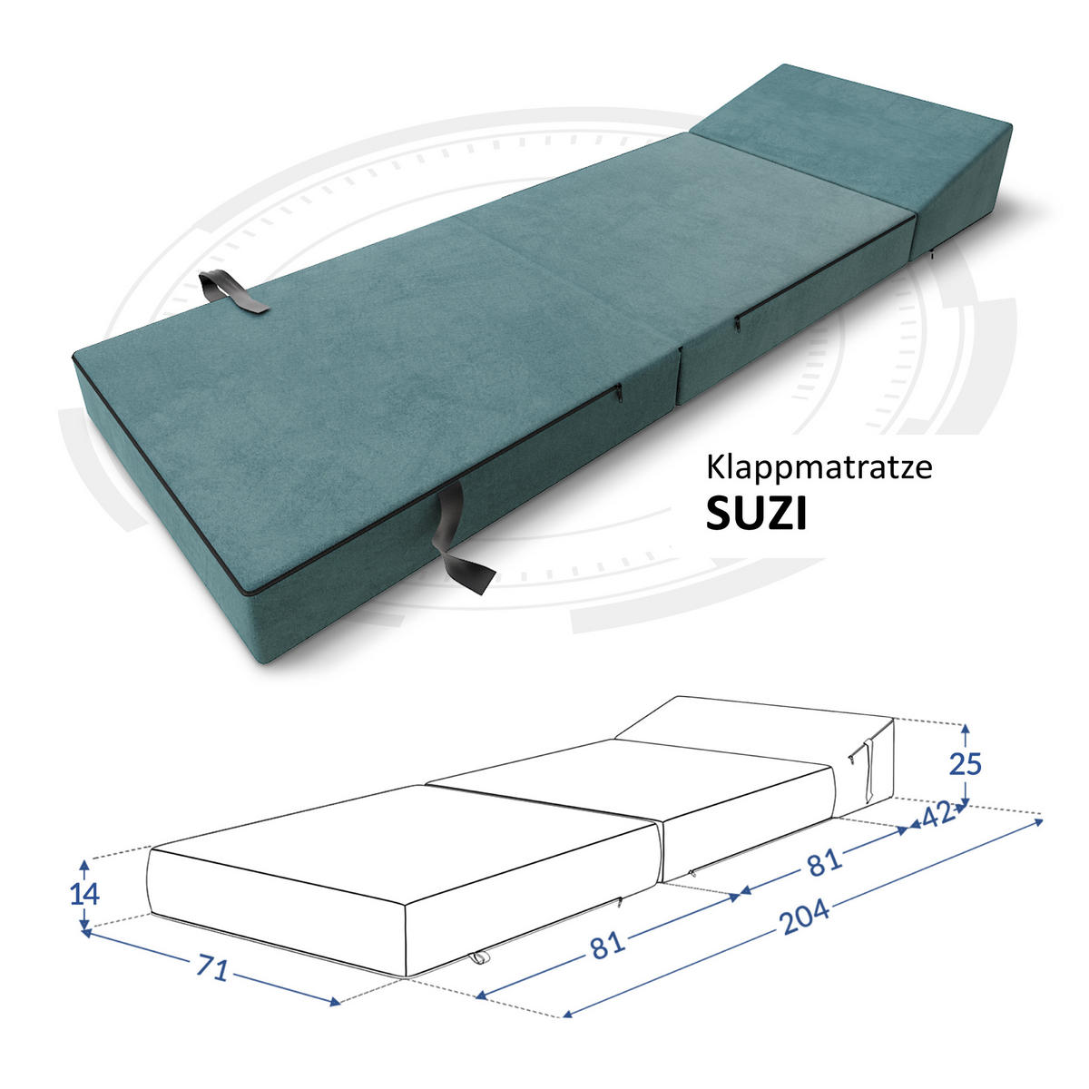 KLAPPMATRATZE SUZI - Türkis, Textil (70/200cm) - FDM