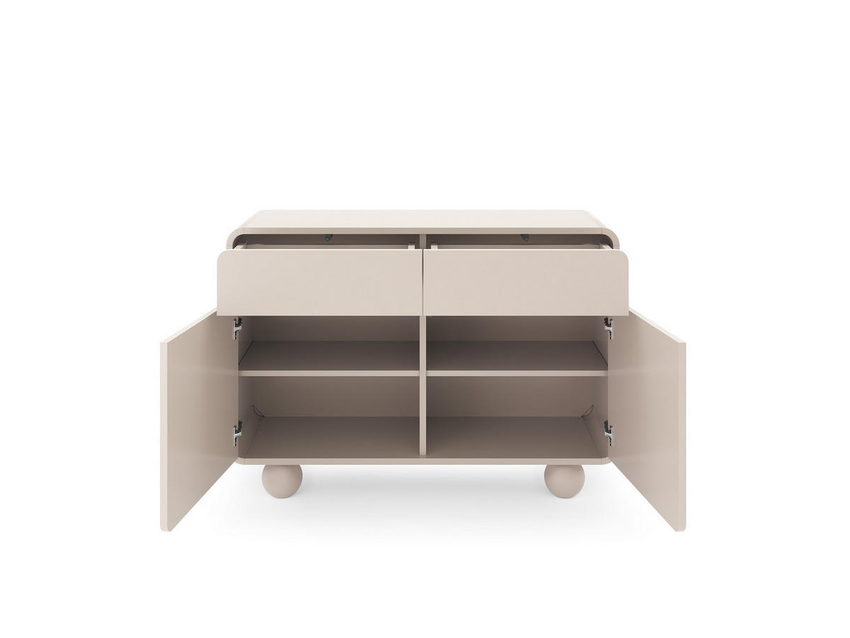 KOMMODE Alvion Kaschmir, mit abgerundeten Kanten und Kugelfüßen - Kaschmir, Holzwerkstoff (108/75/39cm) - Bettso