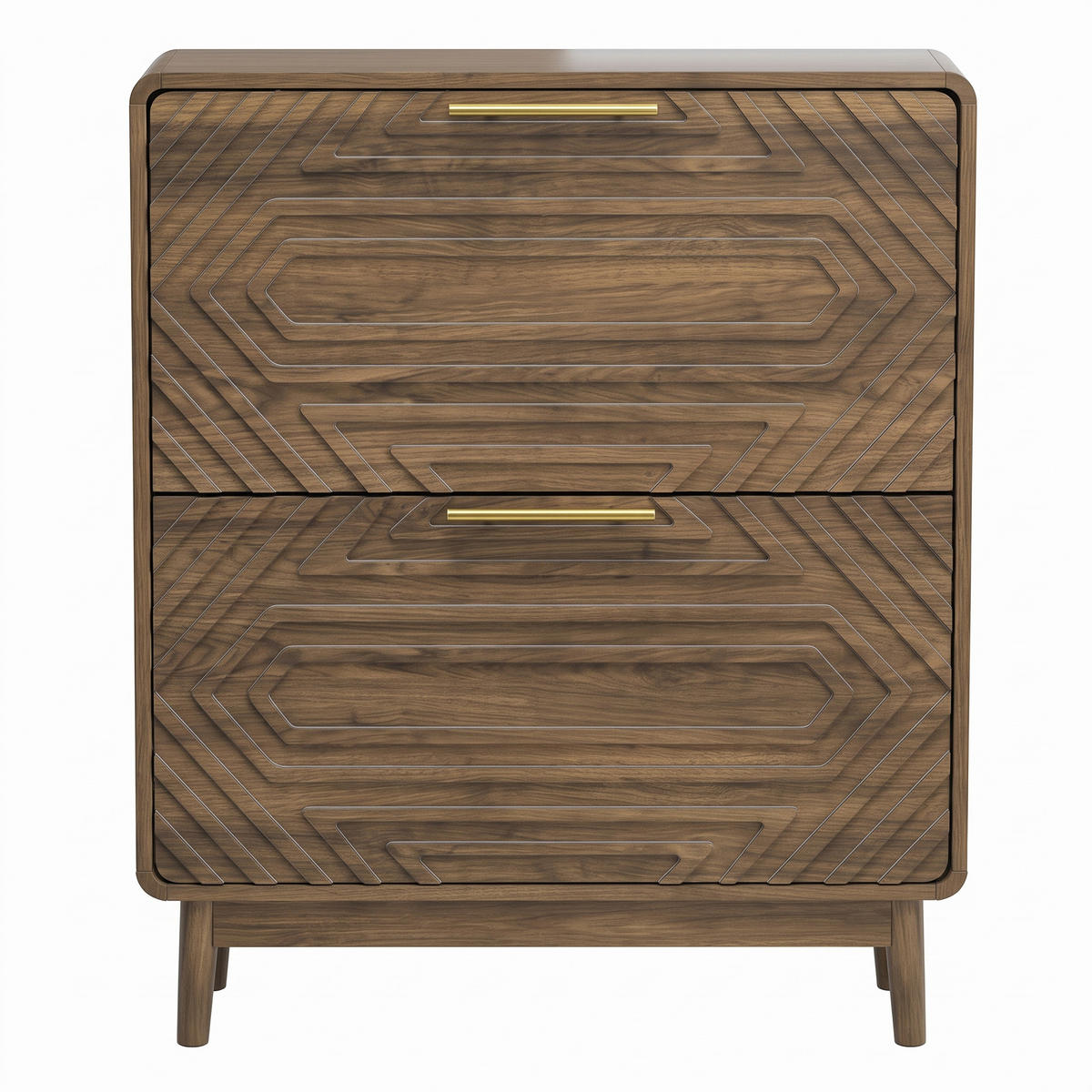SCHUHSCHRANK Mid-Century Schuhkipper 2 Klappfächer Freistehend - Walnussfarben, Holzwerkstoff (80/95/24cm) - Urban Meuble