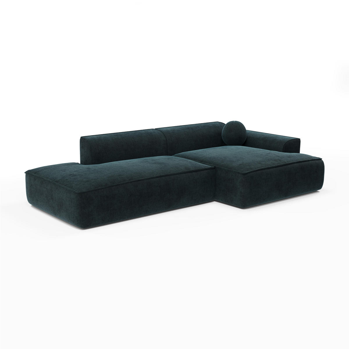 ECKSOFA RECHTS Samt Pfauenblau 260cm - Blau/Hellblau, Textil (260/155cm) - Sia Home