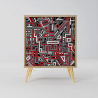 SIDEBOARD BROKEN LINES, Eichefarben, 57,5x42x75,5 cm, Goldfarbene Metallfüße - Eichefarben/Goldfarben, Holzwerkstoff/Metall (57.5/75.5/42cm) - SpaceRebels