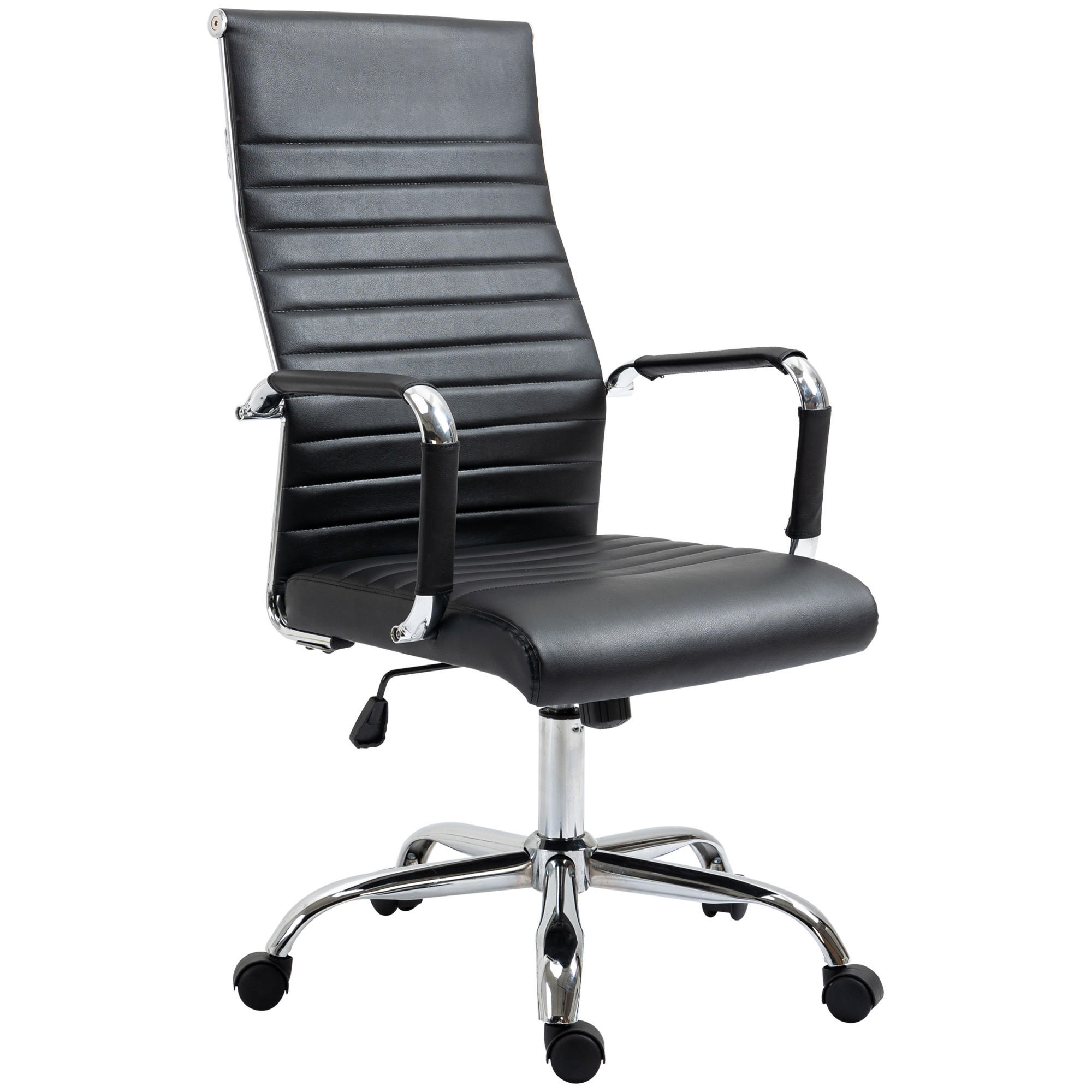 BÜROSTUHL Drehstuhl Chefsessel höhenverstellbar Kunstleder Schaumstoff - Schwarz, Leder (62/114/54cm) - Vinsetto