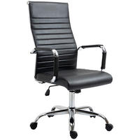 BÜROSTUHL Drehstuhl Chefsessel höhenverstellbar Kunstleder Schaumstoff - Schwarz, Leder (62/114/54cm) - Vinsetto