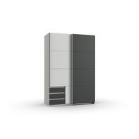 KLEIDERSCHRANK Emden in Weiß mit Graphit - Schwebetürenschrank Breite 135 cm ohne Spiegel - Weiß, Holzwerkstoff (135/198/65cm)