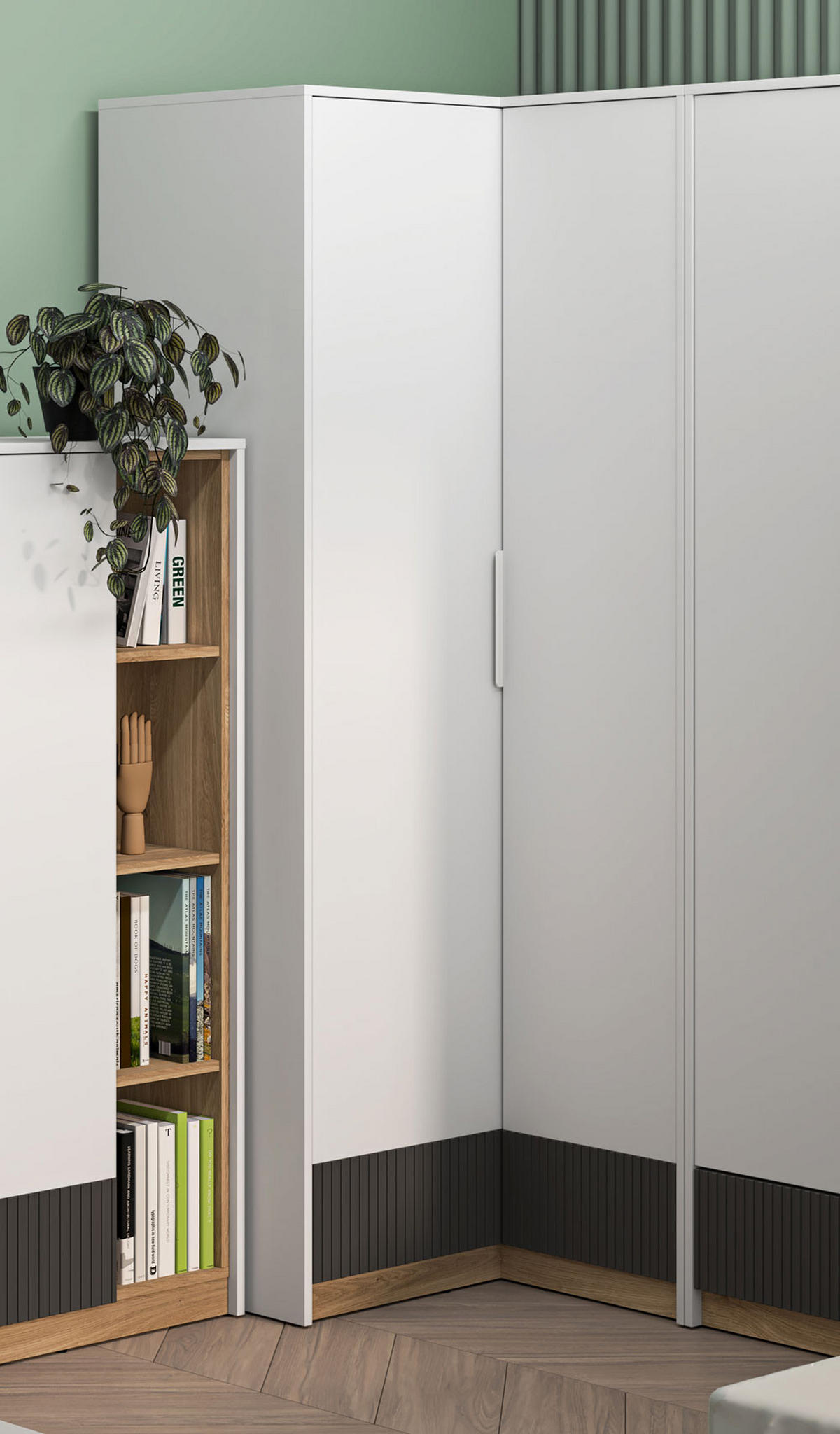 KLEIDERSCHRANK Torino Weiß / Eiche Castello / Graphit 96 / 96 / 196cm - Weiß, Holz/Holzwerkstoff (96/196/96cm) - Feldmann-Wohnen