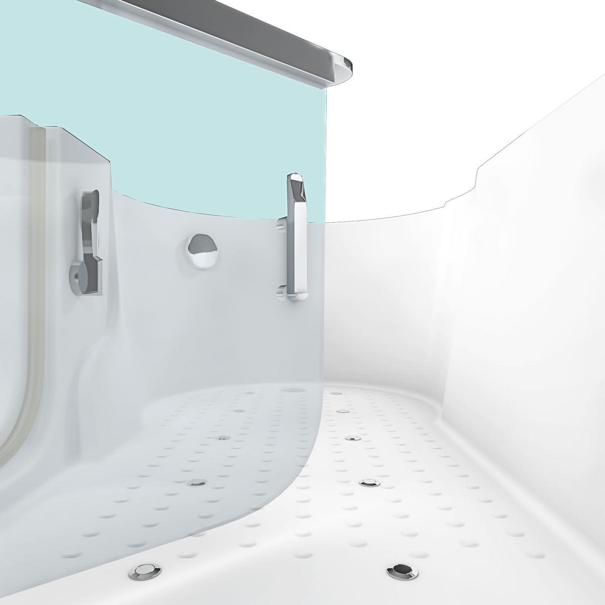 SENIORENWANNE mit Tür S12-AIR-R 85x170 - Weiß, Glas/Kunststoff (170/60/85cm) - AcquaVapore by Sandra Jentho