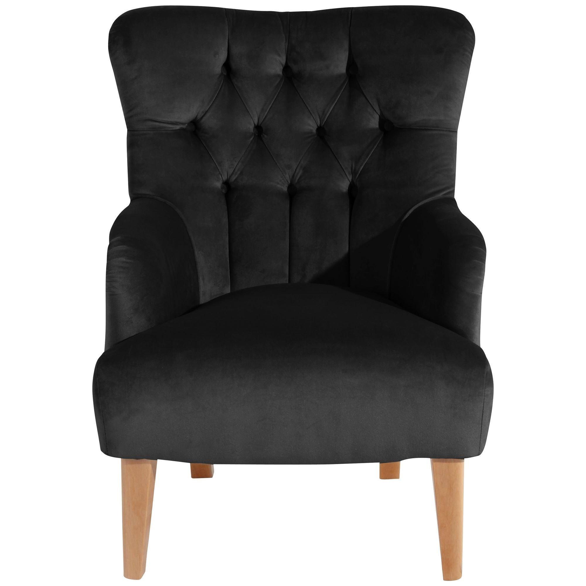 SESSEL Kaiya Bezug Samtvelours Buche natur / schwarz - Schwarz, Kunststoff (71/97/82cm) - 58aufmkessel