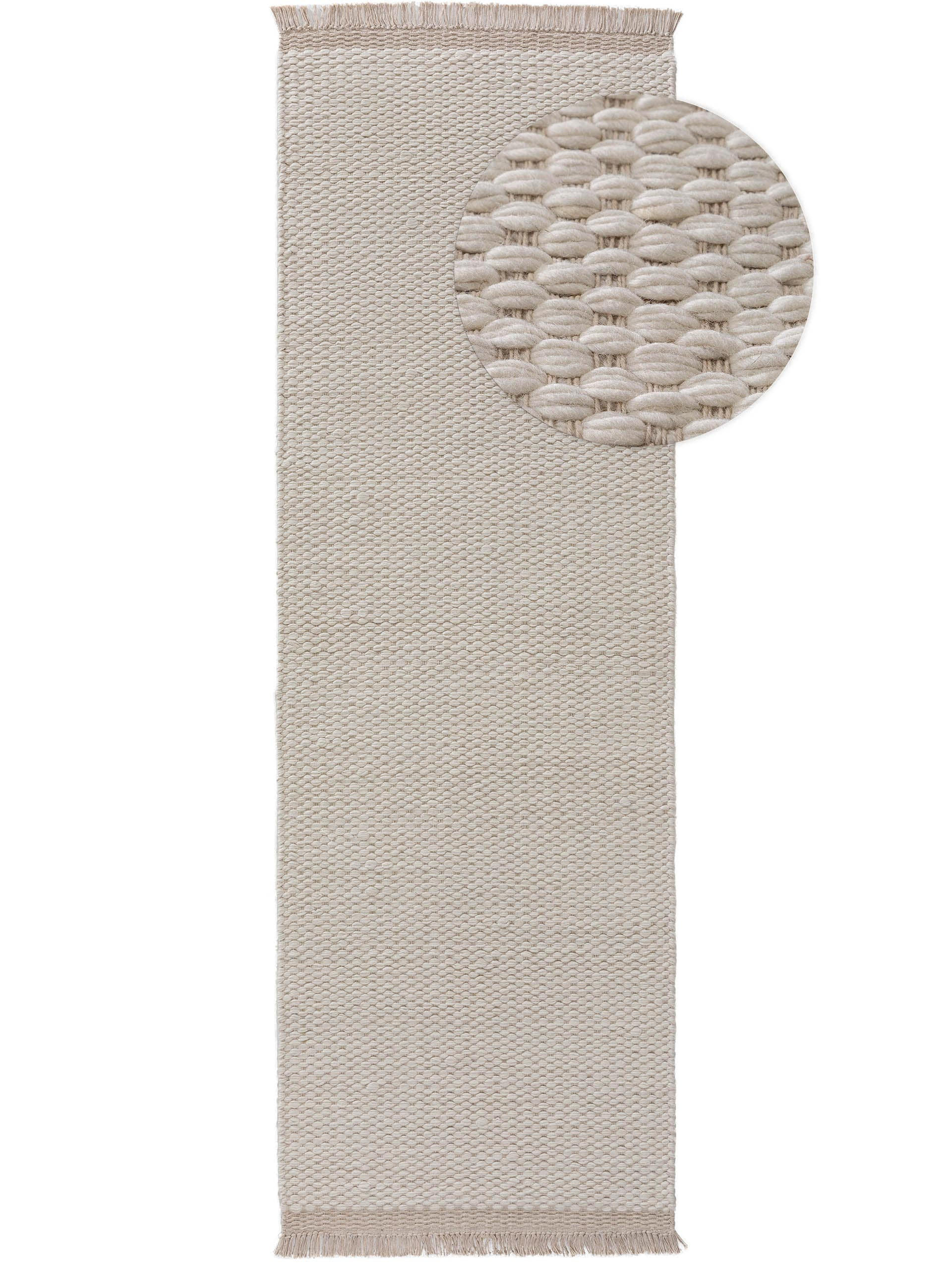 WOLLTEPPICH Lana Cream 80x250 cm - Creme, Textil (80/250cm) - benuta Pure