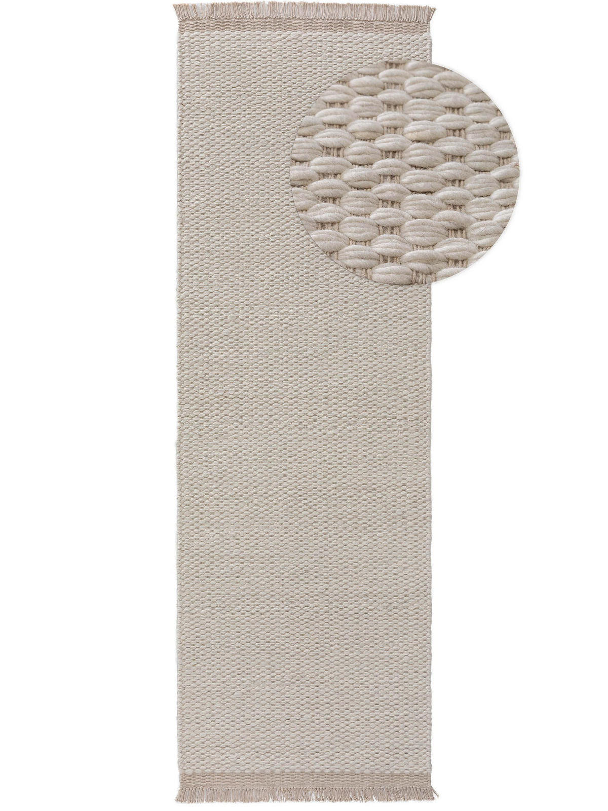 WOLLTEPPICH Lana Cream 80x250 cm - Creme, Textil (80/250cm) - benuta Pure