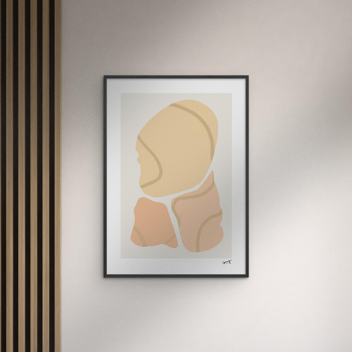 POSTER mit Rahmen N. Atelier - Trois Morceaux - Schwarz/Naturfarben, Holz/Papier (50/70cm) - Poster&Frame