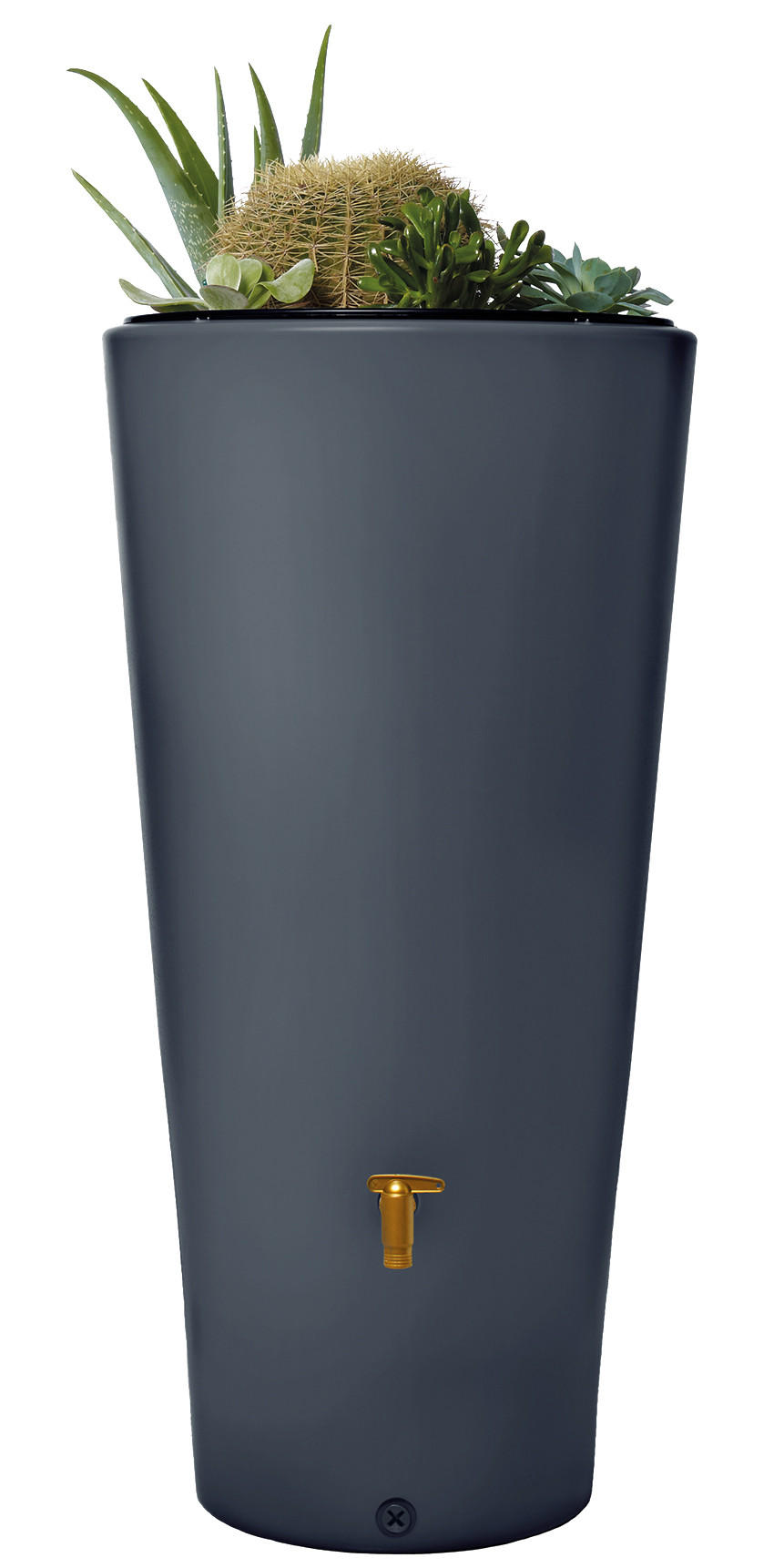 2IN1 Regentonne 220 L, graphite grey inkl. Pflanzschale - Grau, Kunststoff (58/120/58cm) - 4rain