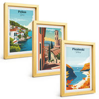 BILDER SET 3er Set - 20x30 cm Goldrahmen - Malerische Retro-Landschaften - Goldfarben, Kunststoff (20/30cm) - TULUP