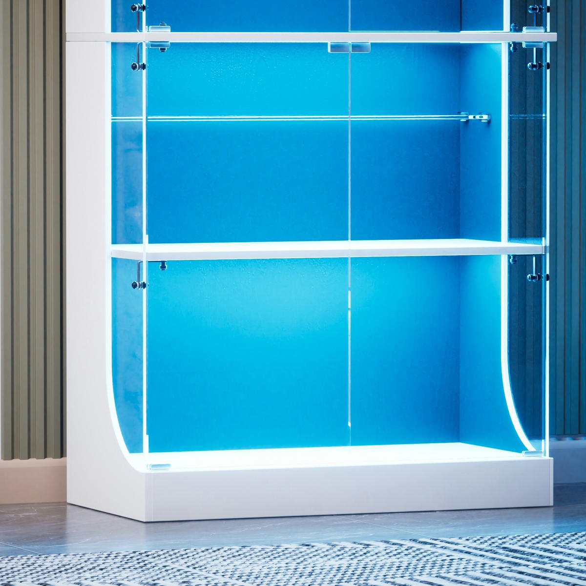 VITRINE 80/35/165 cm in Weiß mit LED-Beleuchtung und USB- und Type-C-Anschlüssen - Weiß, Holzwerkstoff (80/165/35cm) - Flora Grace