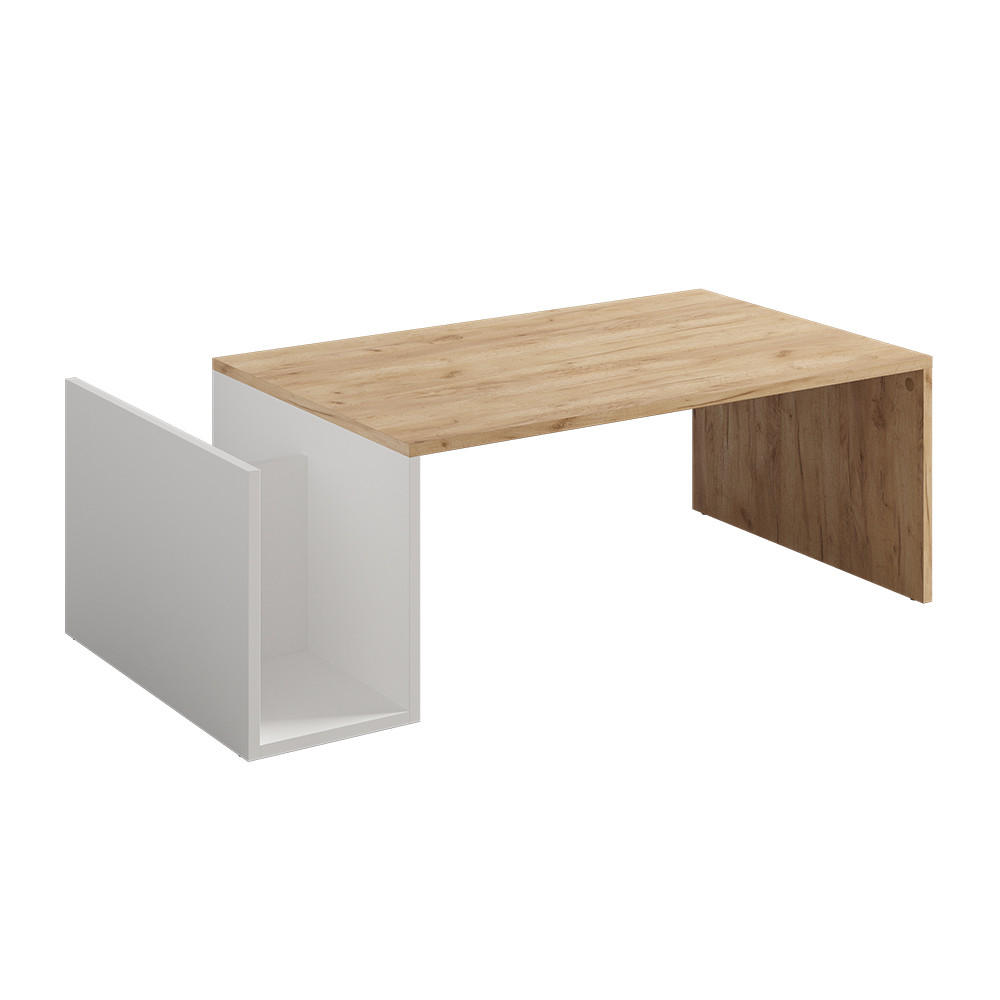 COUCHTISCH Avento Goldkraft Eiche/Weiß 100 x 50 cm - Honigeiche/Weiß, Holzwerkstoff (50/100/32.9cm) - Vicco