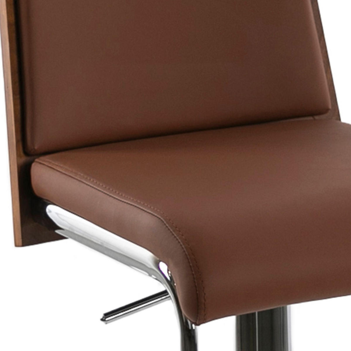 DREHHOCKER aus braunem Öko-Leder und Nussbaumholz - Chromfarben/Edelstahlfarben, Leder/Metall (48/84/40cm) - ANGEL CERDA