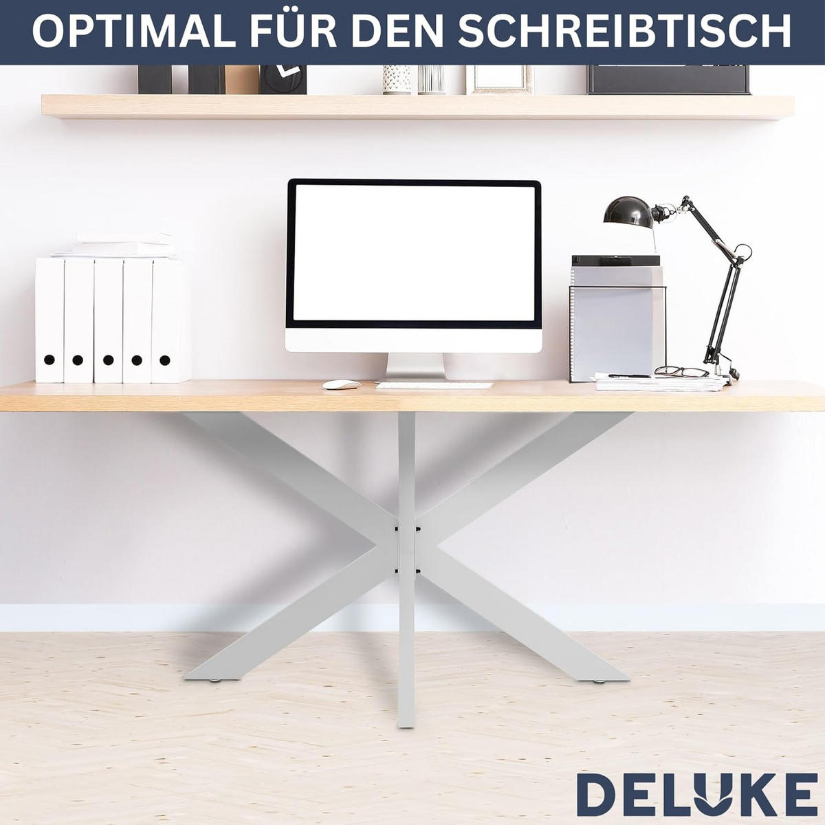 TISCHGESTELL Metall KRYT Weiß | inkl. Schrauben + Bodenschoner | 71x120x68cm - Weiß, Metall (120/71/68cm) - DELUKE