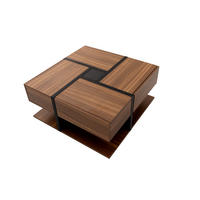 COUCHTISCH mit 4 Schubladen 78x78 cm Schwarz und Holzoptik - Braun, Holzwerkstoff (78/78/36cm) - Meubliv