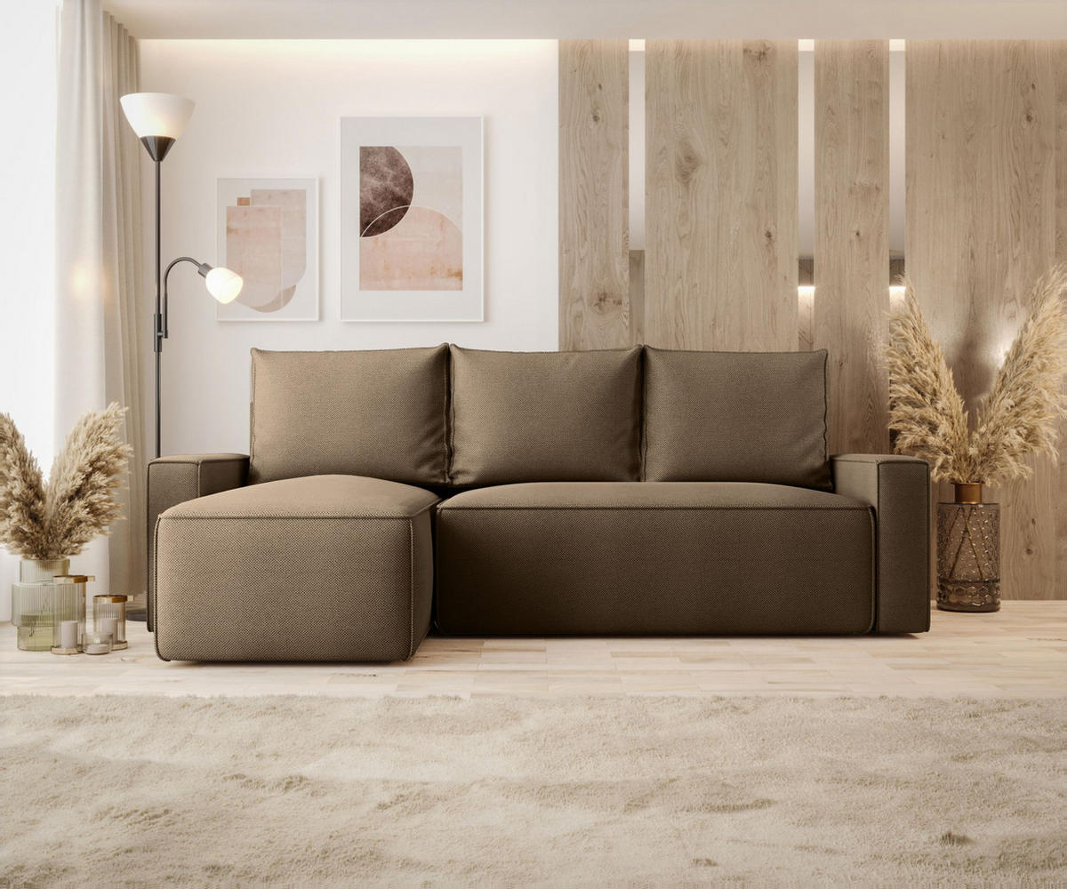 ECKSOFA mit Schlaffunktion SAVIO Curio 20 Links - Braun, Textil (232/140cm) - Bedante