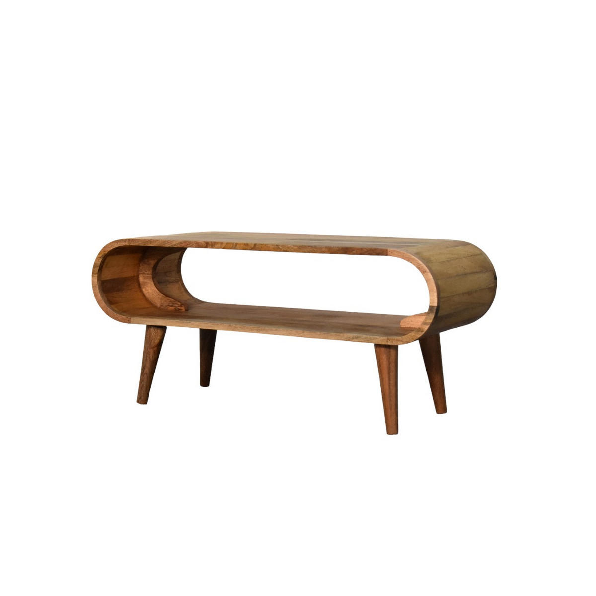 COUCHTISCH aus Massivholz im Eichenholz-Finish - Eichefarben/Messingfarben, Holz/Metall (35/90/40cm) - Artisan Furniture