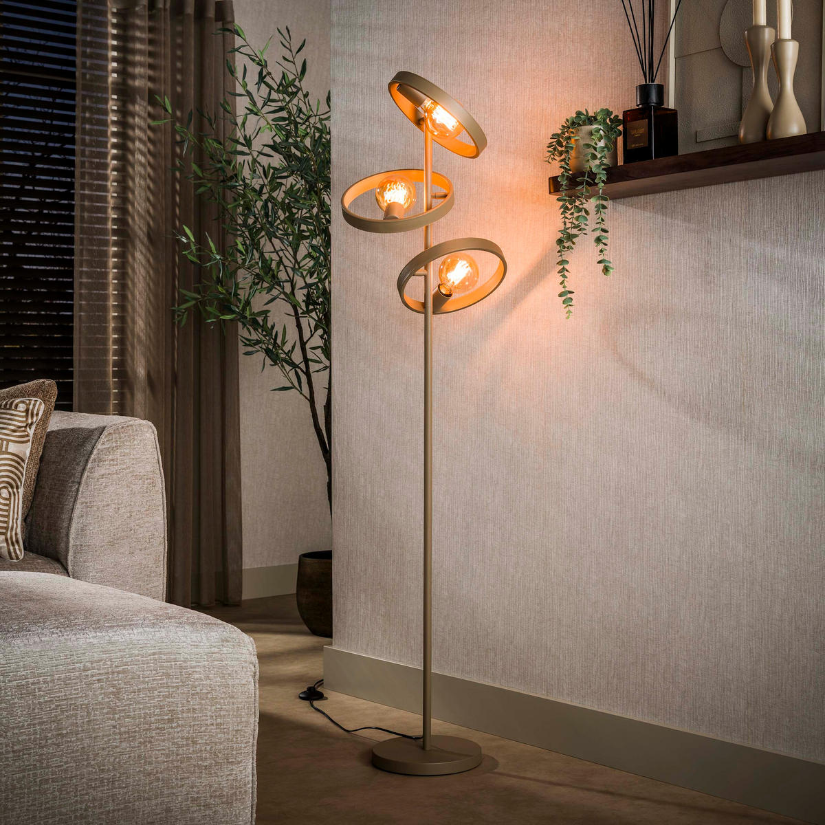 STEHLEUCHTE Hover 43 40/40/155 cm - Beige, Metall (40/40/155cm) - Hoyz Collection