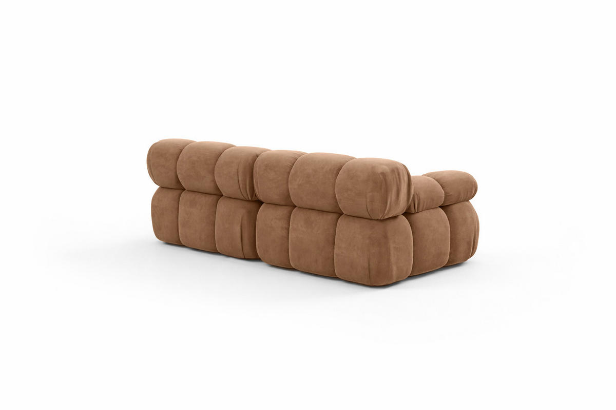 COUCH, 2-Sitzer Modular, Veloursstoff Salvador, Dunkelbeige, Selia - Beige, Holz (190/70/95cm) - Kaiser Möbel