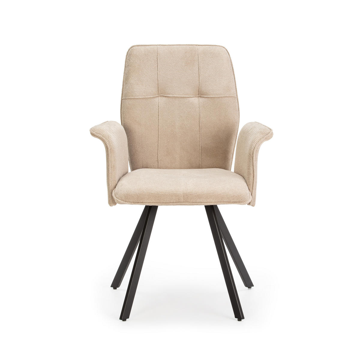 SESSEL (Set aus 2) aus stoff mit schwarzen metallbeinen - mery 62/60/47 cm - Beige, Textil (60/47/62cm) - Calicosy