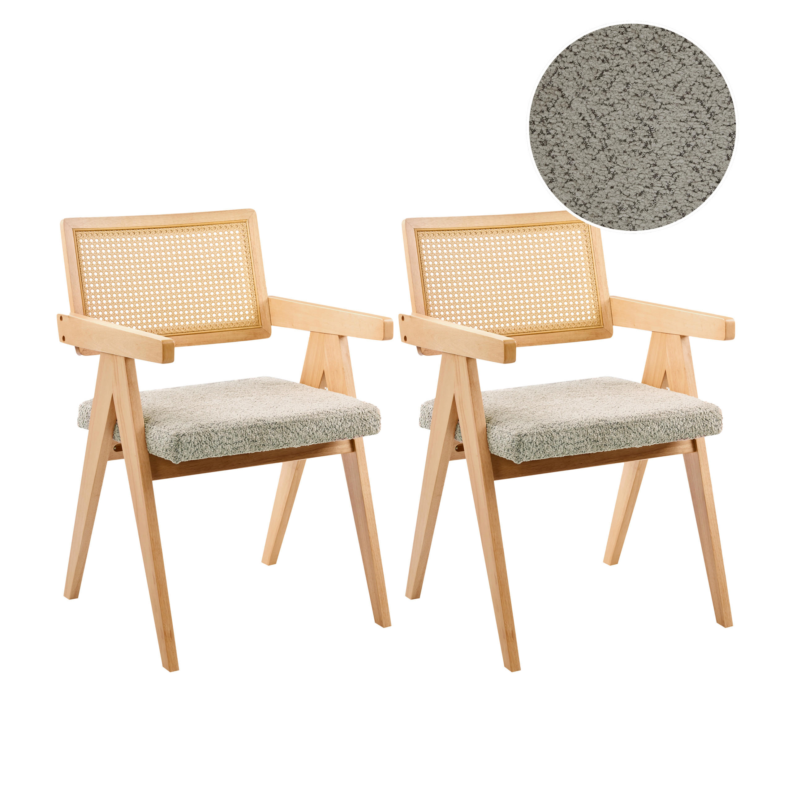 ESSZIMMERSTUHL 2er-Set Hellbraun Ava - Hellbraun/Beige, Holz (55/85/62cm) - Beliani