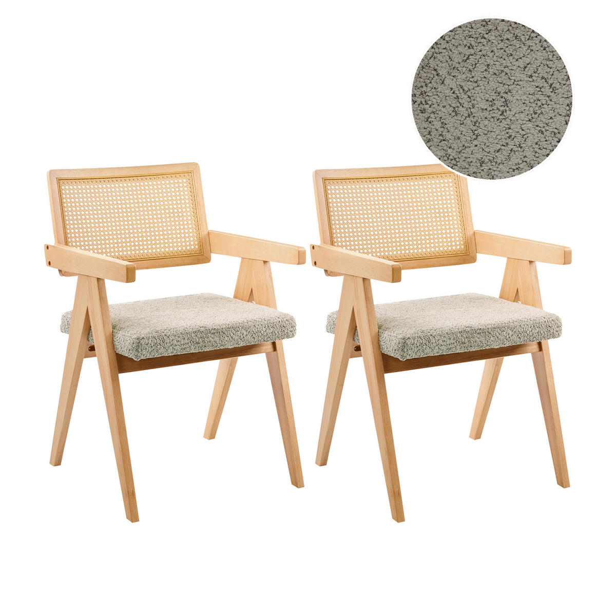 ESSZIMMERSTUHL 2er-Set Hellbraun Ava - Hellbraun/Beige, Holz (55/85/62cm) - Beliani