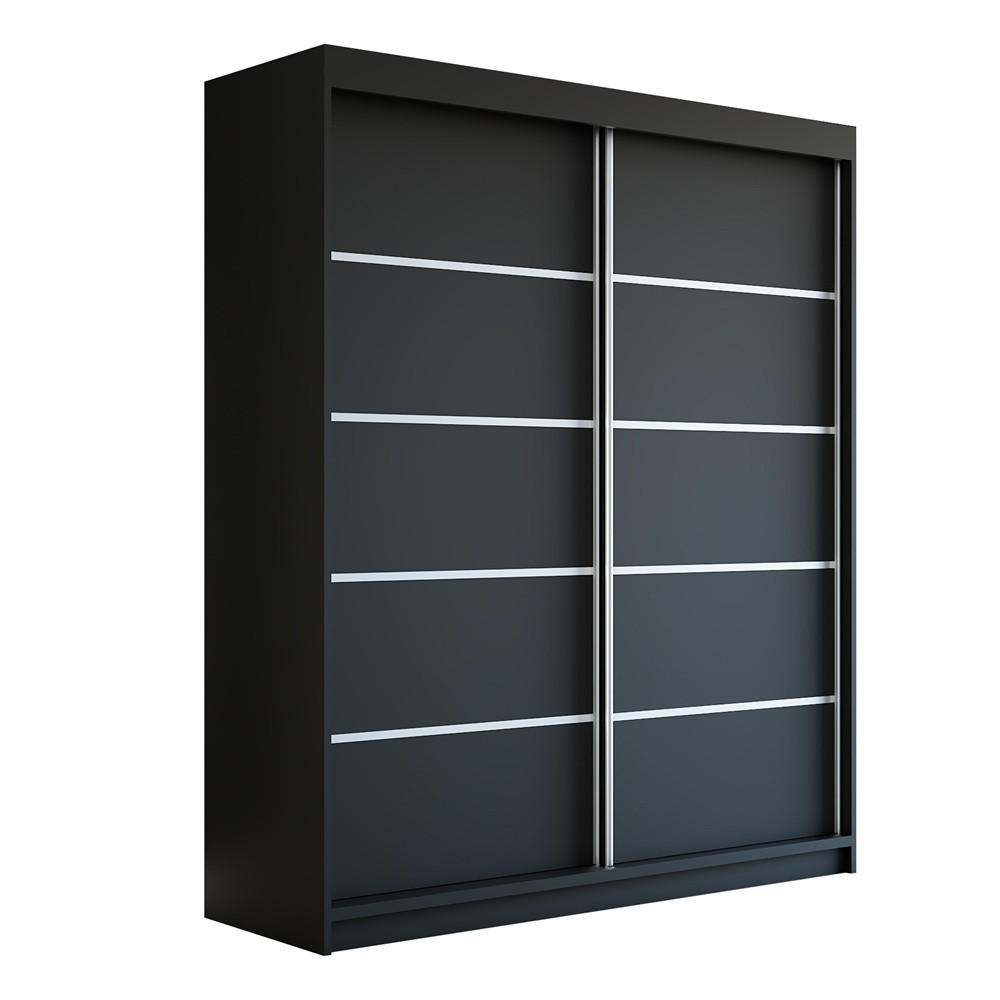 SCHWEBETÜRENSCHRANK 180 CM TREND Farbe: Schwarz , schwarz , schwarz - Schwarz, Holzwerkstoff (180/215/59.5cm) - A&J MöbelLand