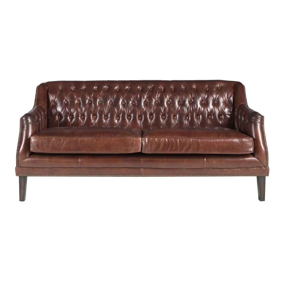 CHESTERFIELD-SOFA 3-Sitzer Chester-Sofa aus cognacbraunem Leder 185/81/80 cm - Cognac/Nussbaumfarben, Leder/Holz (185/80/81cm) - ANGEL CERDA