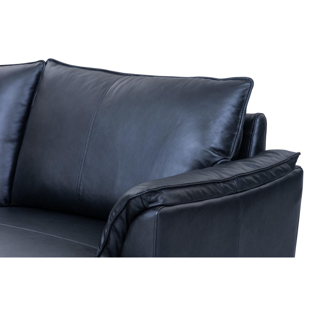 DREISITZER-SOFA Echtleder Schwarz - Schwarz, Leder/Metall (195/88/90cm) - Furnhouse