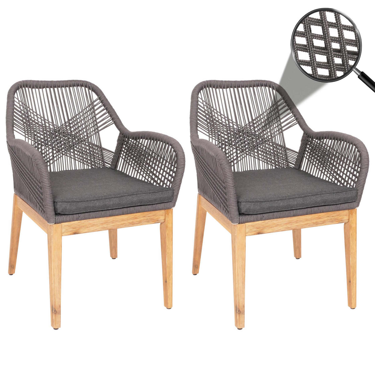 GARTENSTUHL H56B Grau - Grau, Holz (58/85/59cm) - MCW