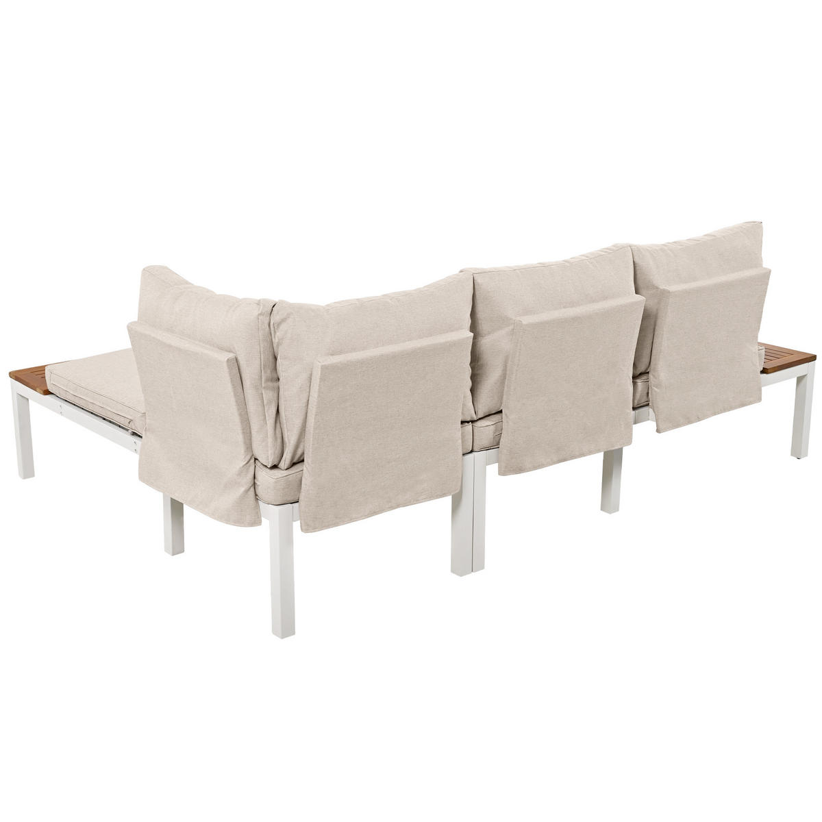 LOUNGESET 5-tlg. Beige 2x Zweisitzer 2x Tische 1x Tisch Akazie - Beige, Metall - FLIEKS