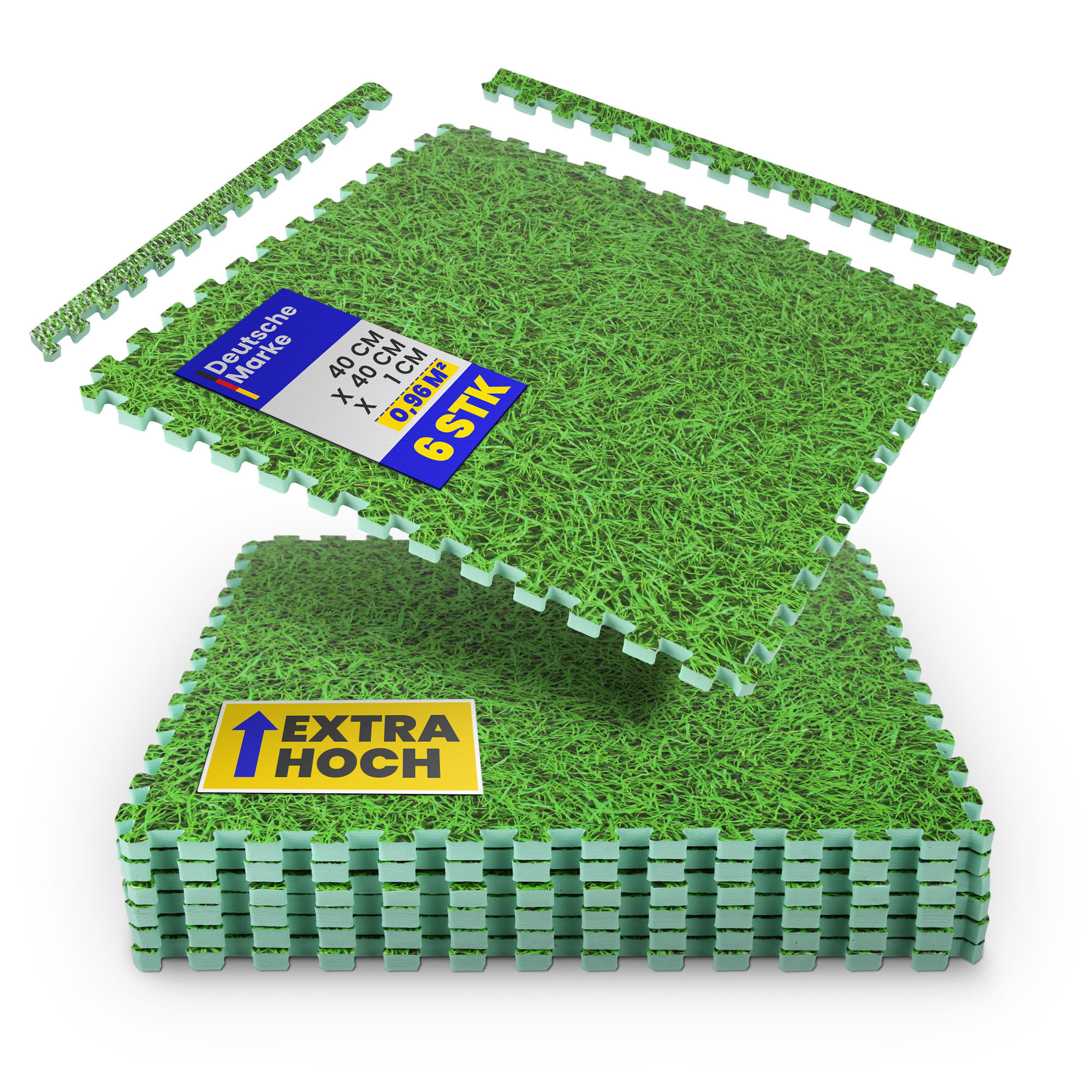 BODENSCHUTZMATTE in Grasoptik 40x40 cm 12er-Pack - Grün, Kunststoff (40/40cm) - Bestlivings