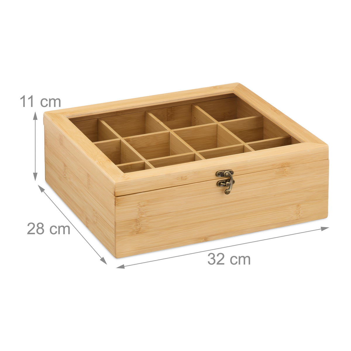 TEEBOX - Hellbraun, Holz/Holzwerkstoff (32/11/28cm) - Relaxdays