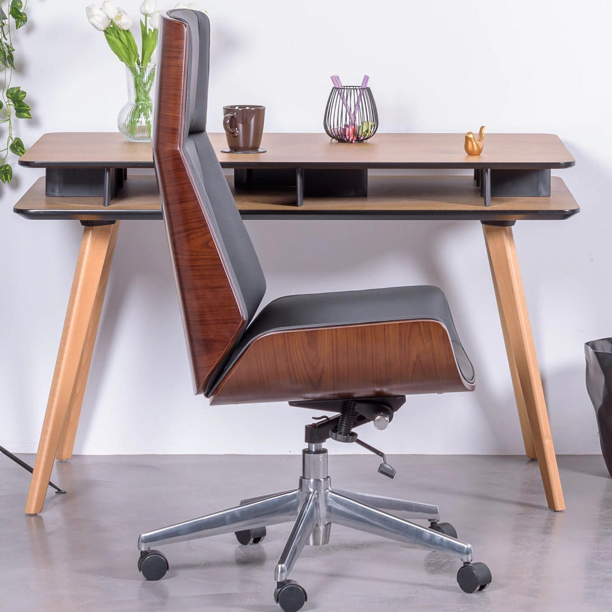 BÜROSTUHL Holz Schwarz - Schwarz, Holz (70/110/65cm) - Nest Dream