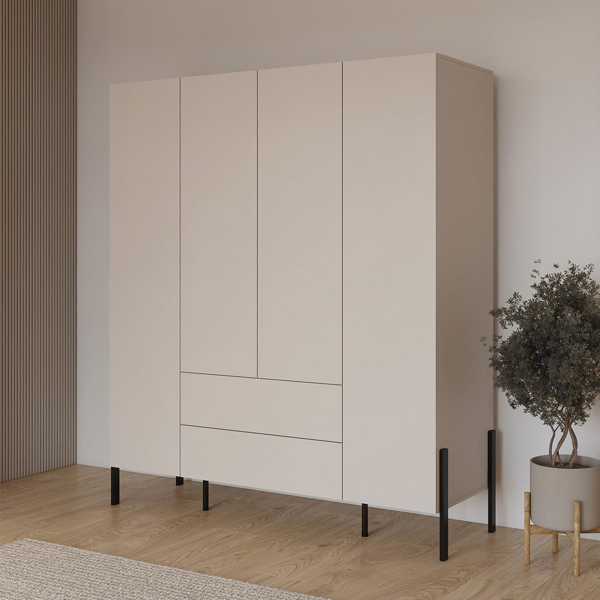 SKŘÍŇ 4DVEŘOVÁ Bérénice Kašmír - béžová, kompozitní dřevo (180/210/59.5cm) - Petits-meubles