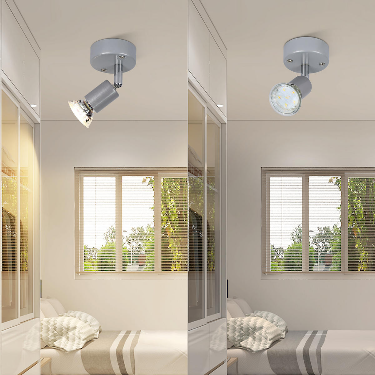 DECKENSTRAHLER Glanzric 10/7/14 cm - Silberfarben, Metall (14/10/7cm) - ZMH