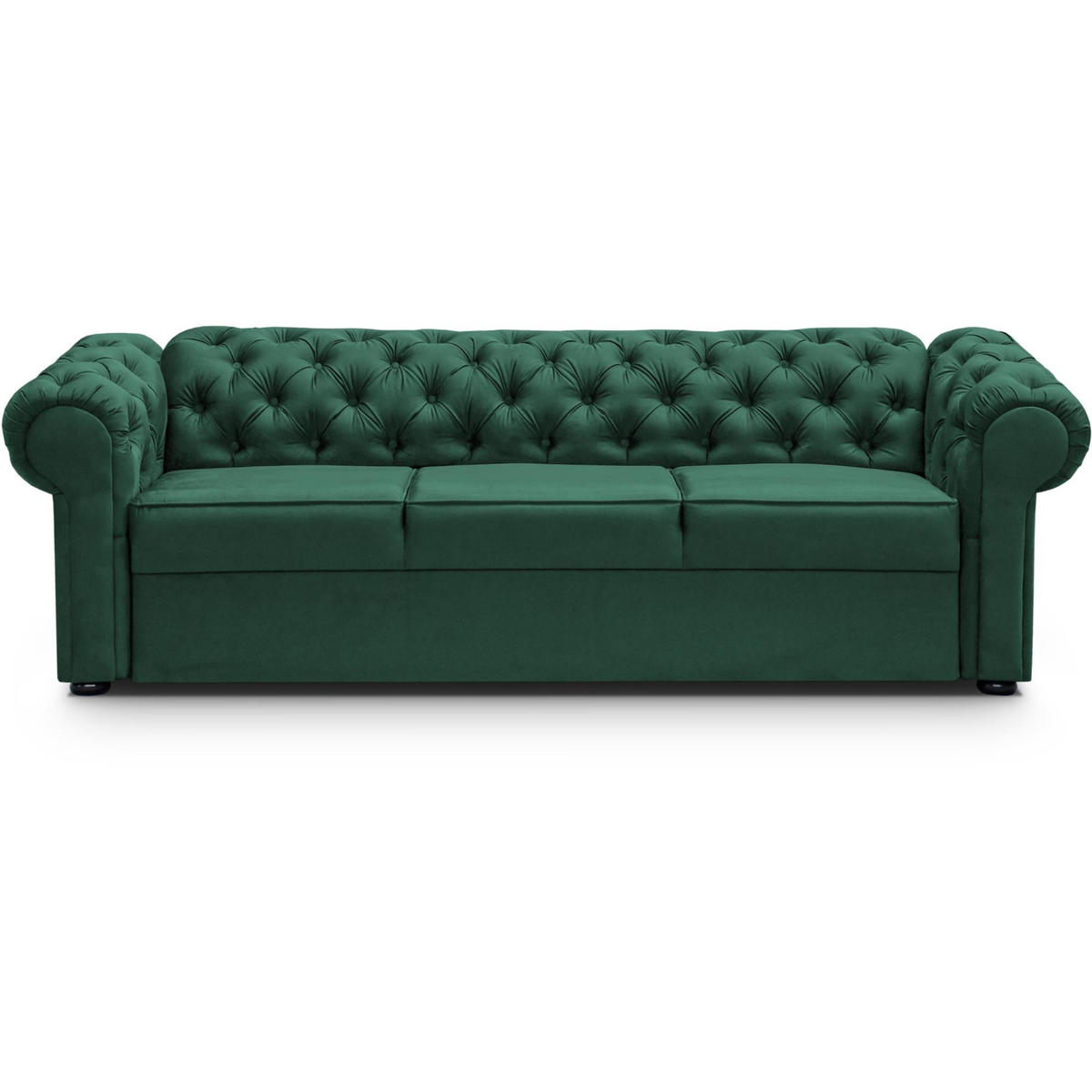 SCHLAFSOFA Chester 3-Sitzer, im Chesterfield-Stil, Dunkelgrün - Wengefarben/Dunkelgrün, Textil (252/82/92cm) - Beautysofa