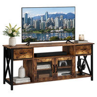 TV-LOWBOARD Braun Schwarz Industrial 140 cm - Braun, Holzwerkstoff/Textil (140/60/40cm) - Relaxdays