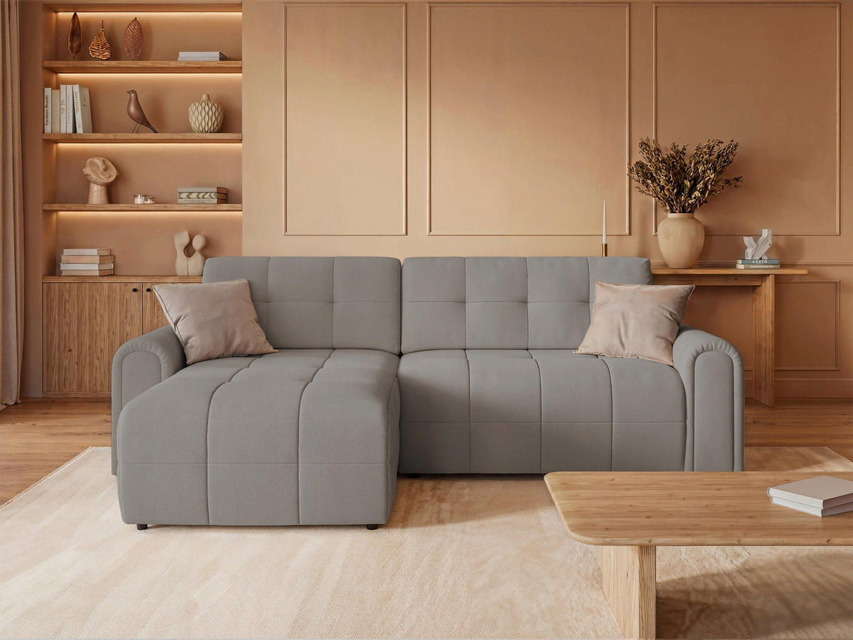 ECKSOFA Simolla Greige links - Taupe/Schwarz, Kunststoff/Textil (268/180cm) - Selsey