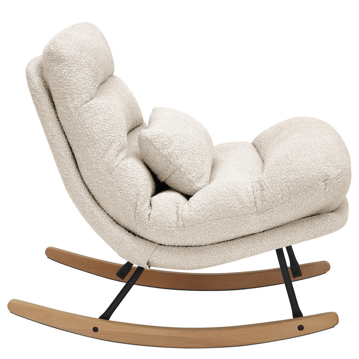 SCHAUKELSESSEL - Beige/Schwarz, Textil/Metall (82/83/89cm) - home24